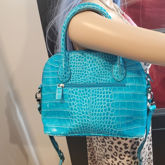 Danier Aqua Alligator Handle Bag Cossbody - Picture 7 of 10